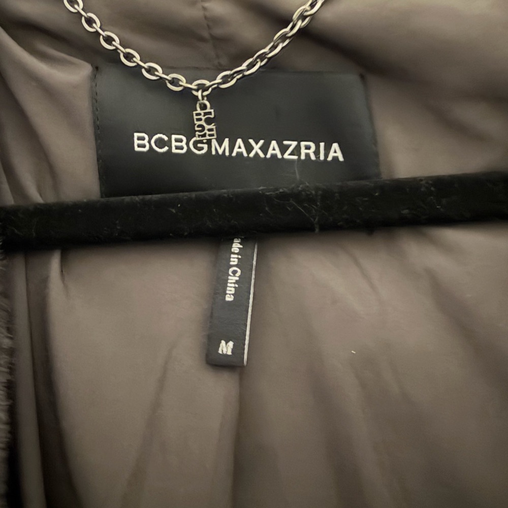 Plush Faux Fur Paneled Gray Coat with Hood - Picture 2 of 2